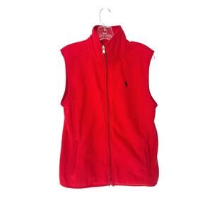 Ralph Lauren Polo Golf Fleece Vest Men's Red Sleeveless Outdoor Full Zip Medium